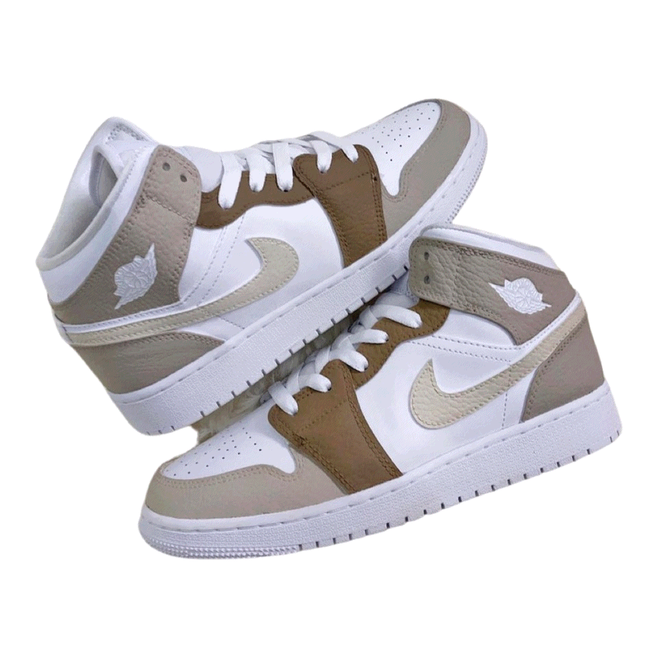 Beige Tones Jordan 1 Mid josefcustomdesigns